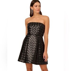 NWOT. Vegan Leather Basket Weave Mini Dress
